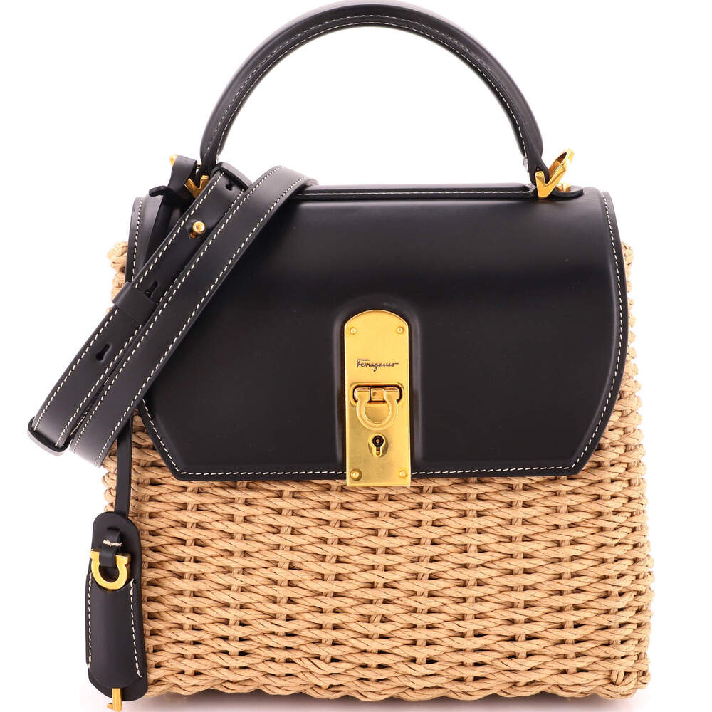Salvatore Ferragamo Medium Boxyz Top Handle Bag Wicker